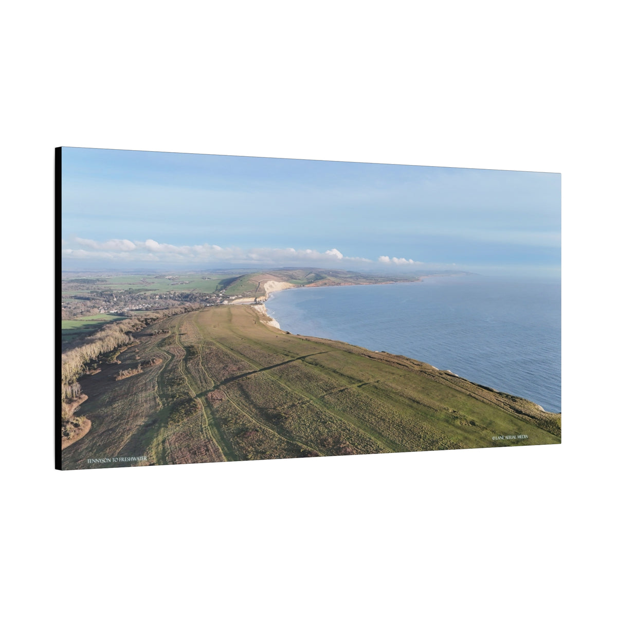 Isle of Wight Aerial Canvas Print — Tennyson to Freshwater Panoramic Coastal Wall Art