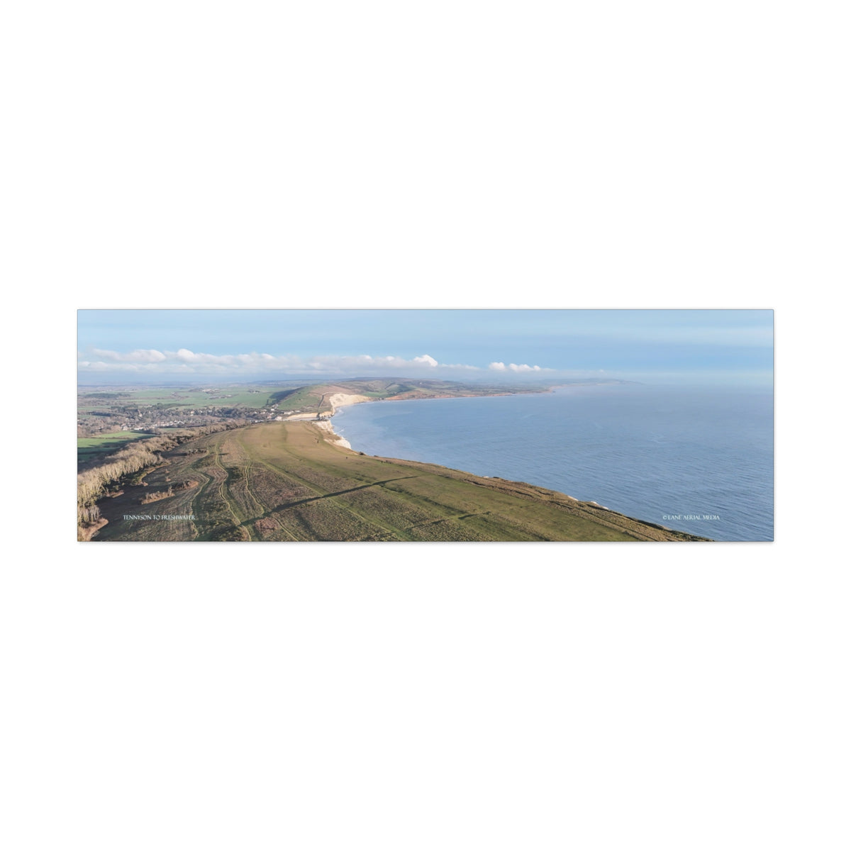 Isle of Wight Aerial Canvas Print — Tennyson to Freshwater Wide Seascape Wall Art