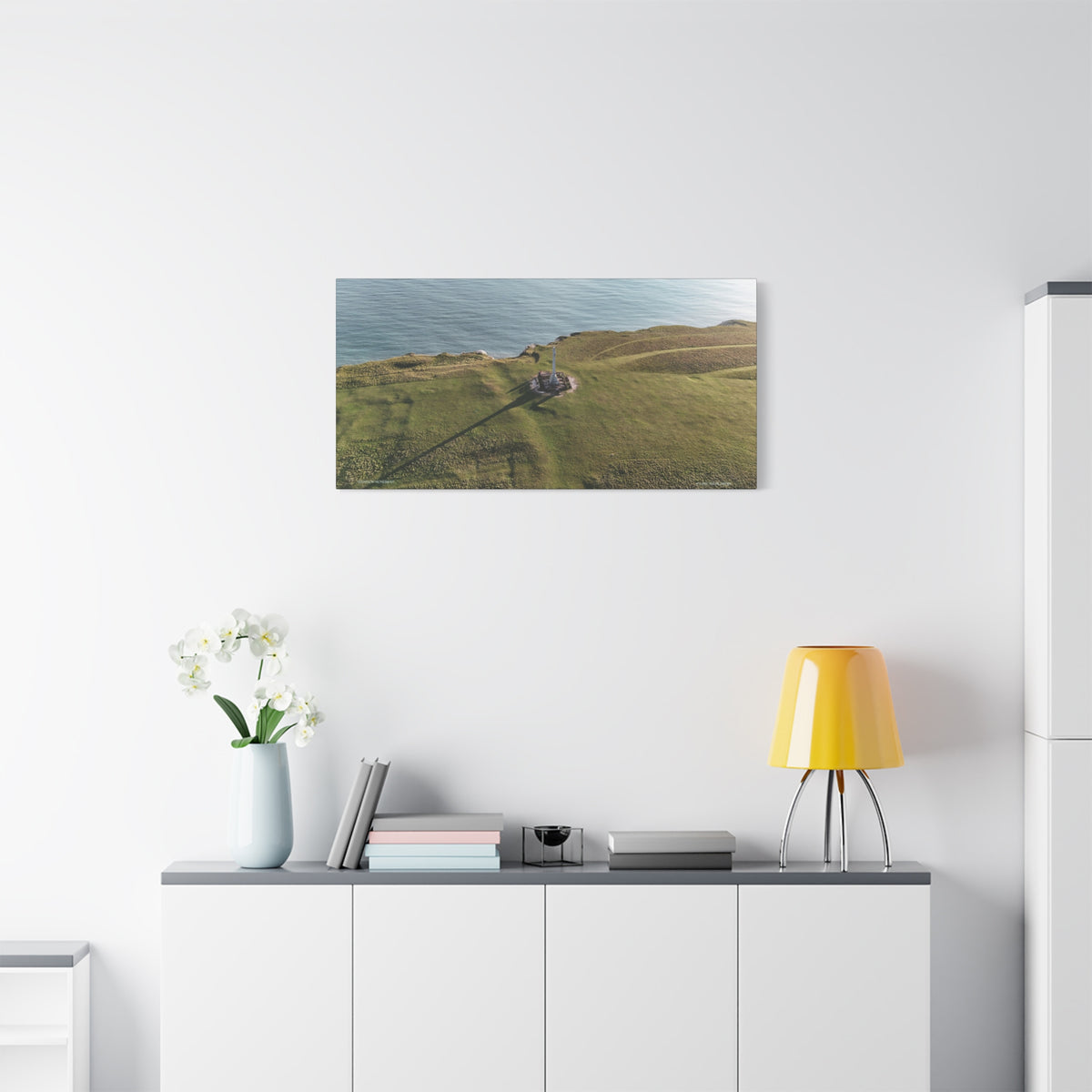 Isle of Wight Aerial Canvas Print — Tennyson Monument Panoramic Wall Art