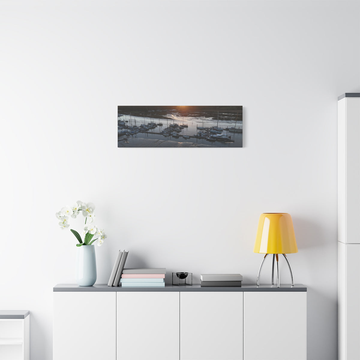 Isle of Wight Panoramic Canvas Print — Yarmouth Marina Stretched Wall Art