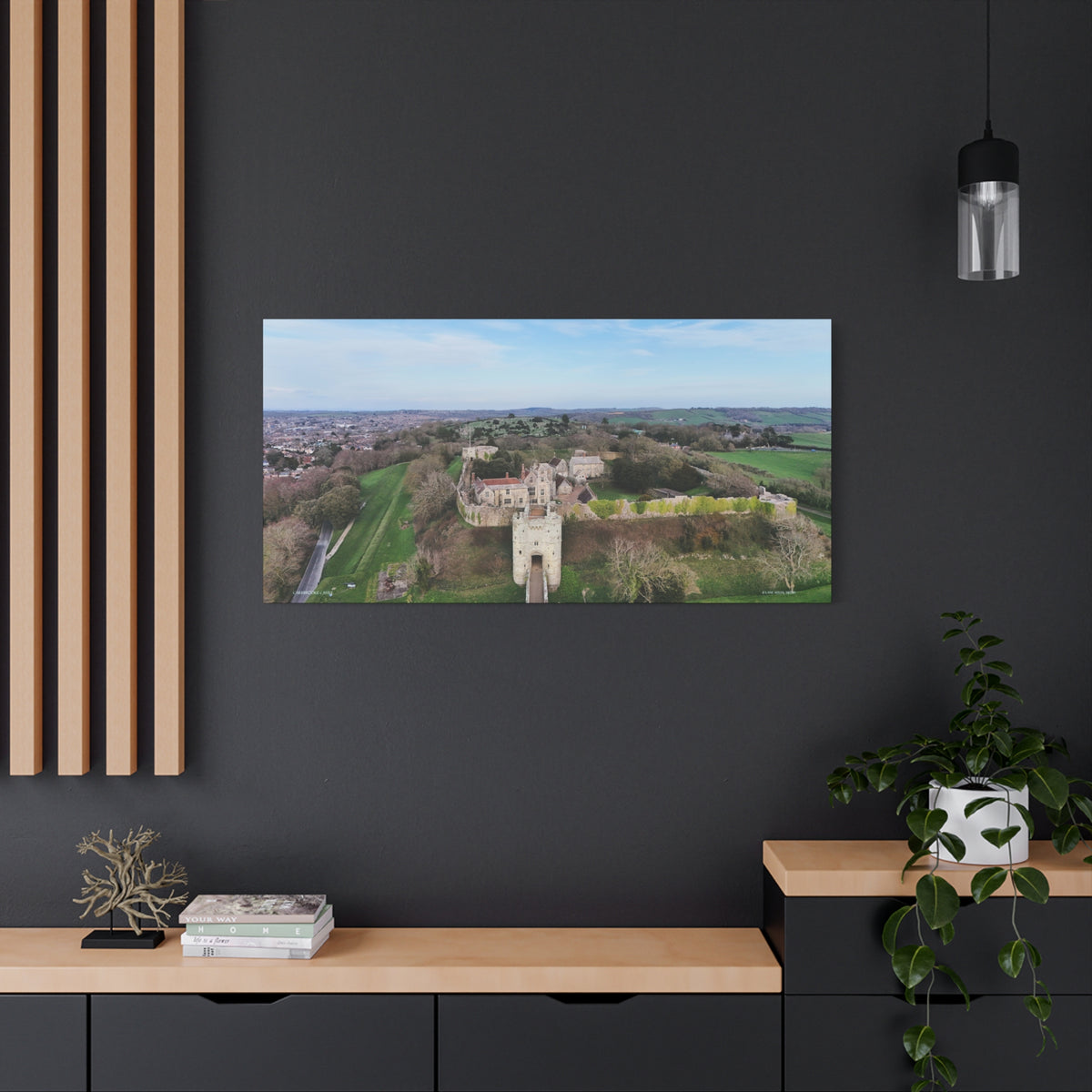 Isle of Wight Aerial Canvas Print — Carisbrooke Castle Landscape Stretched Wall Art