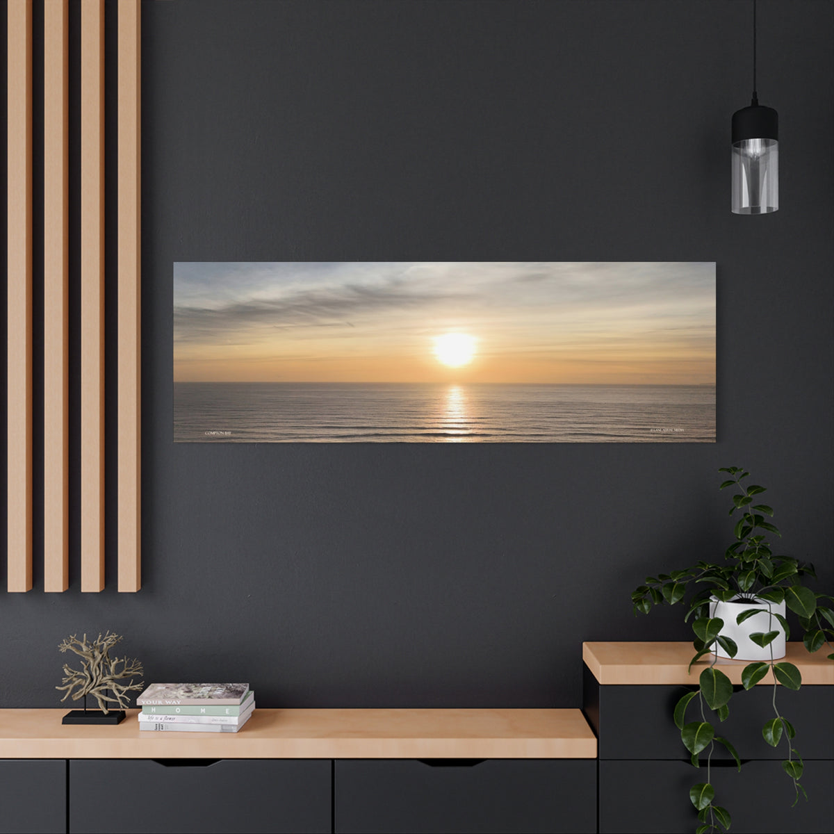 Isle of Wight Panoramic Canvas Print — Compton Bay Sunset Stretched Wall Art