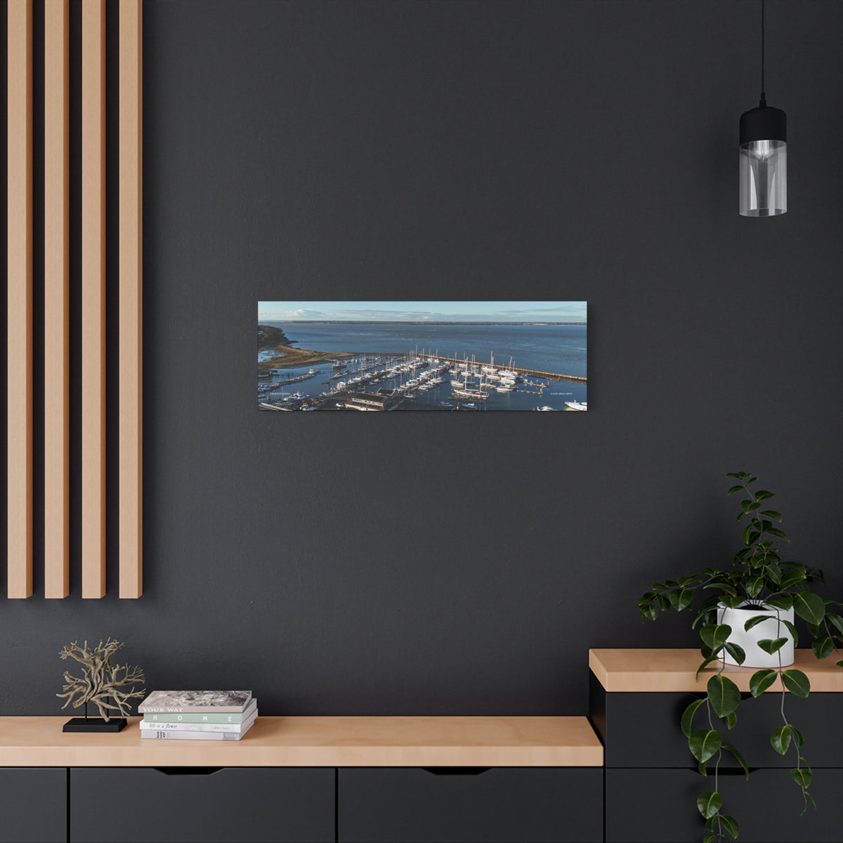 Isle of Wight Panoramic Canvas Print — Yarmouth Marina Stretched Matte Wall Art