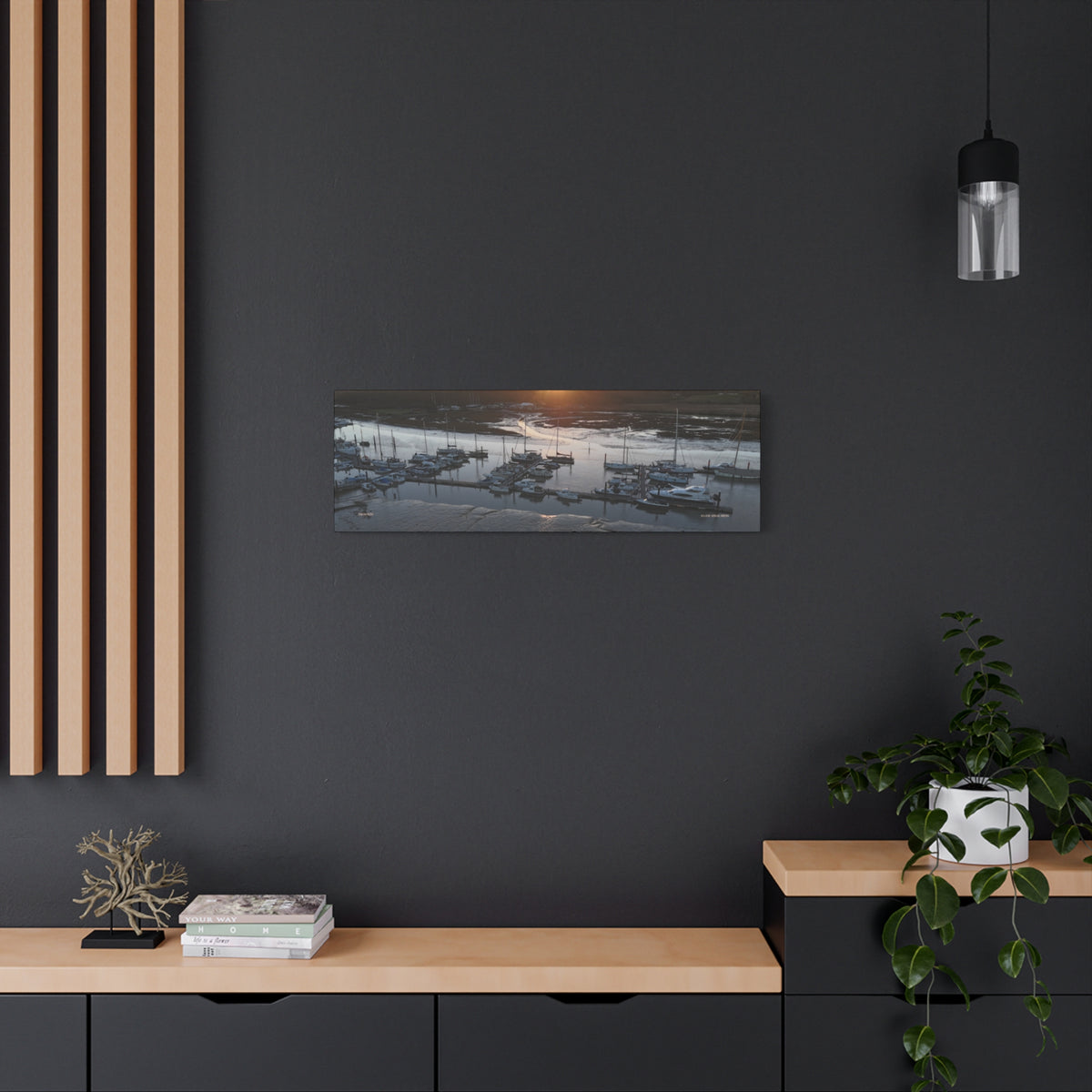Isle of Wight Panoramic Canvas Print — Yarmouth Marina Stretched Wall Art