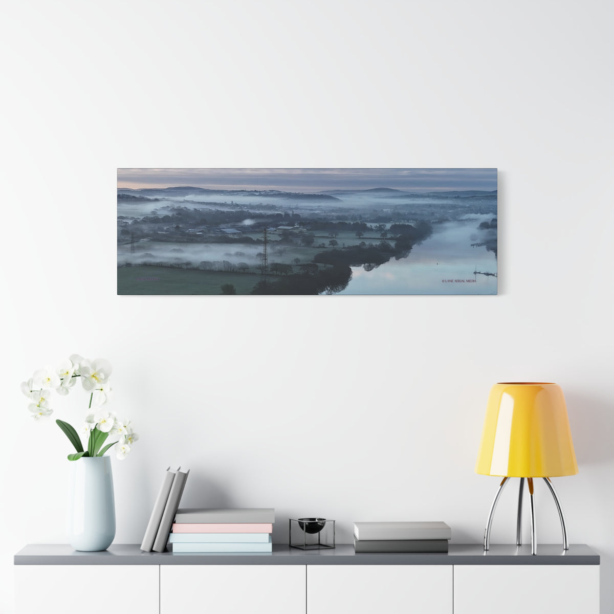 Isle of Wight Panoramic Canvas Print — Misty River Medina Foggy Landscape Wall Art