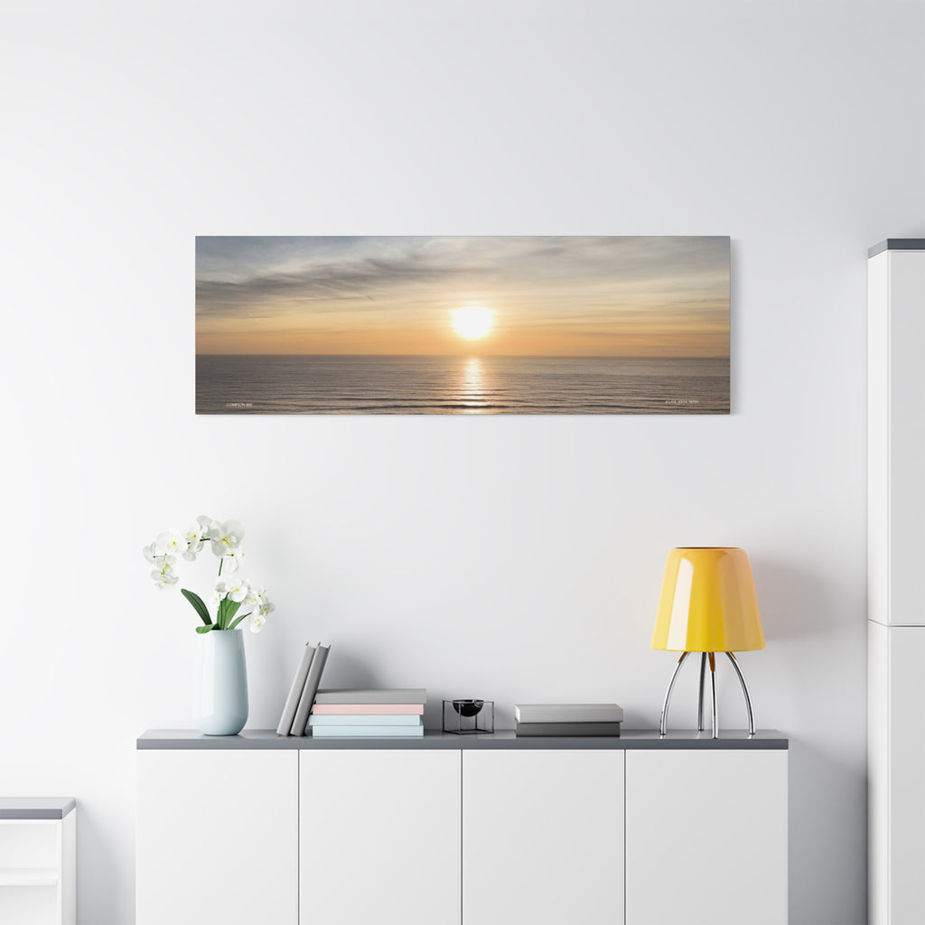 Isle of Wight Panoramic Canvas Print — Compton Bay Sunset Stretched Wall Art