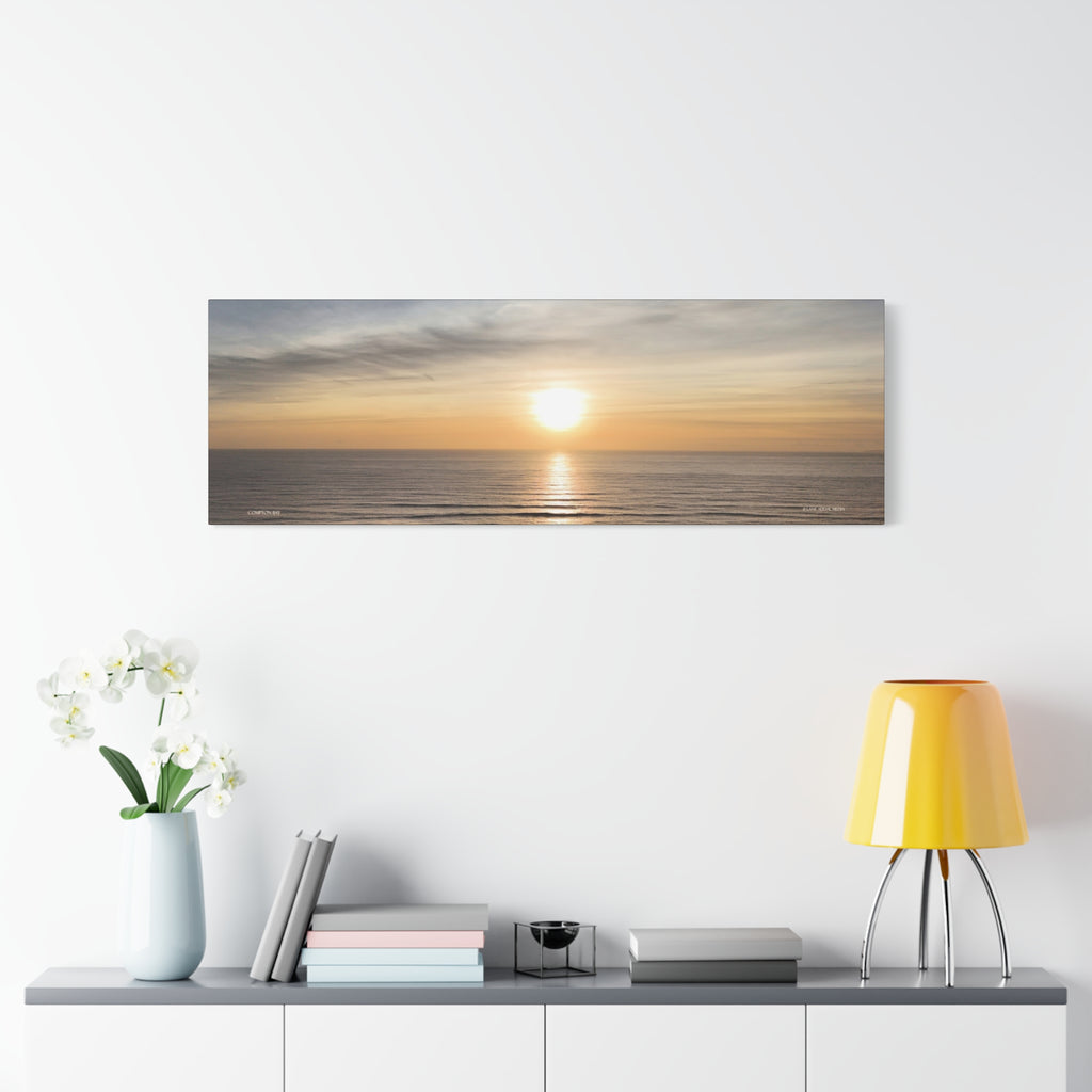 Isle of Wight Panoramic Canvas Print — Compton Bay Sunset Stretched Wall Art