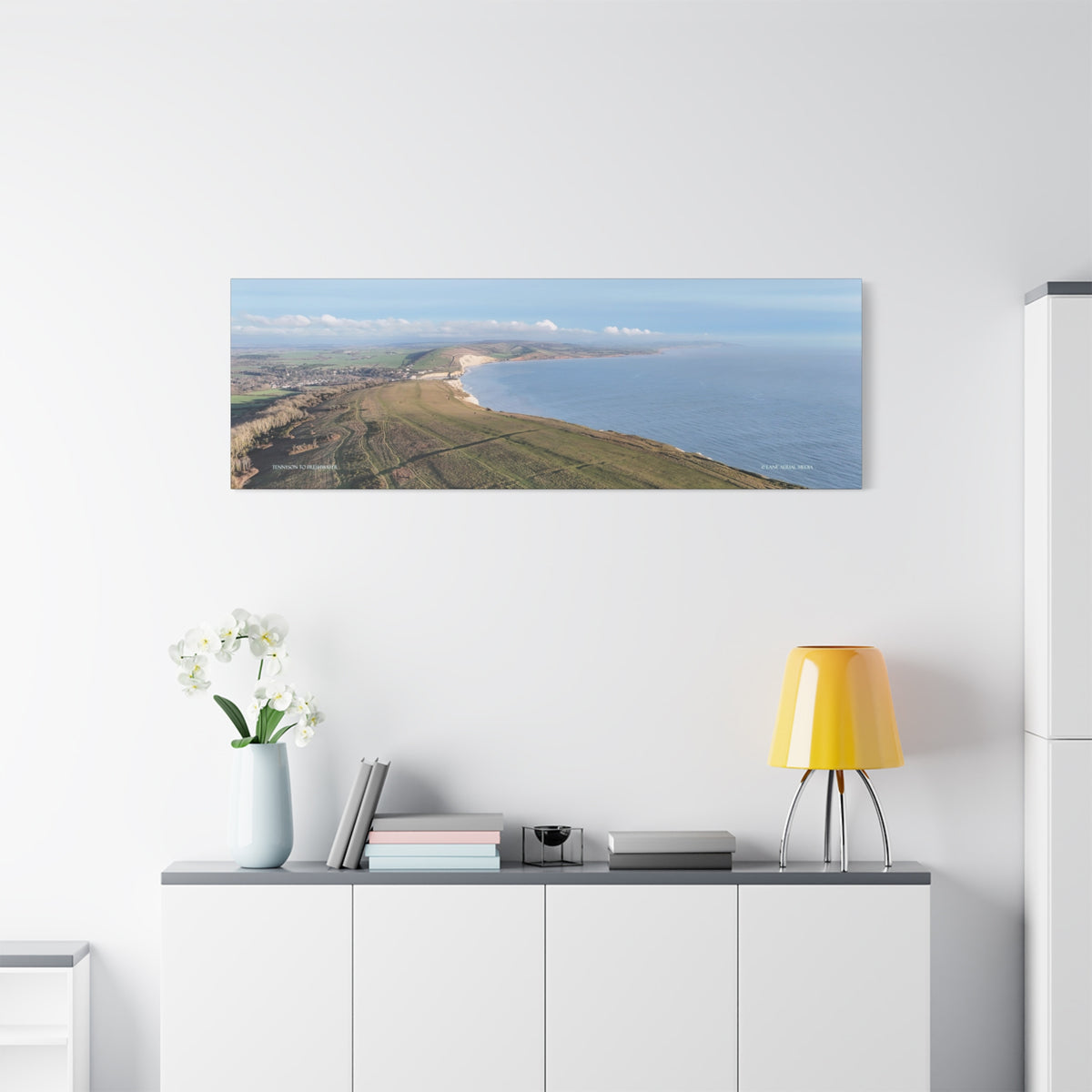 Isle of Wight Aerial Canvas Print — Tennyson to Freshwater Wide Seascape Wall Art