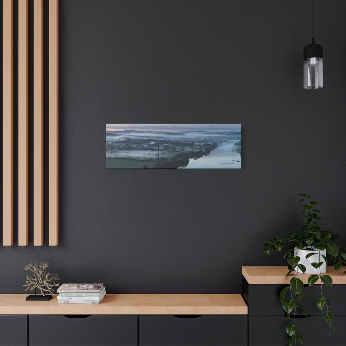 Isle of Wight Panoramic Canvas Print — Misty River Medina Foggy Landscape Wall Art