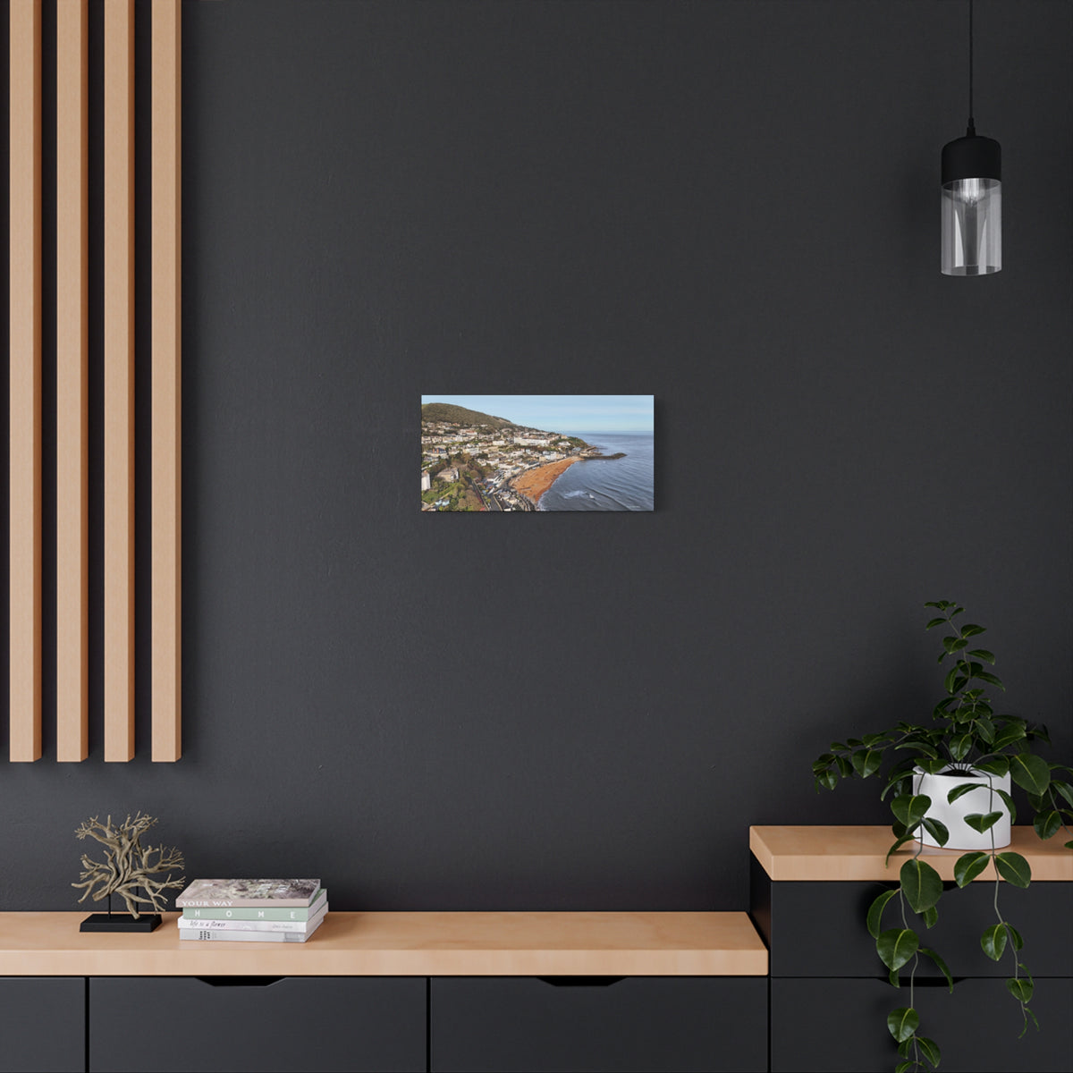 Isle of Wight Aerial Canvas Print — Ventnor Seaside Landscape Stretched Wall Art