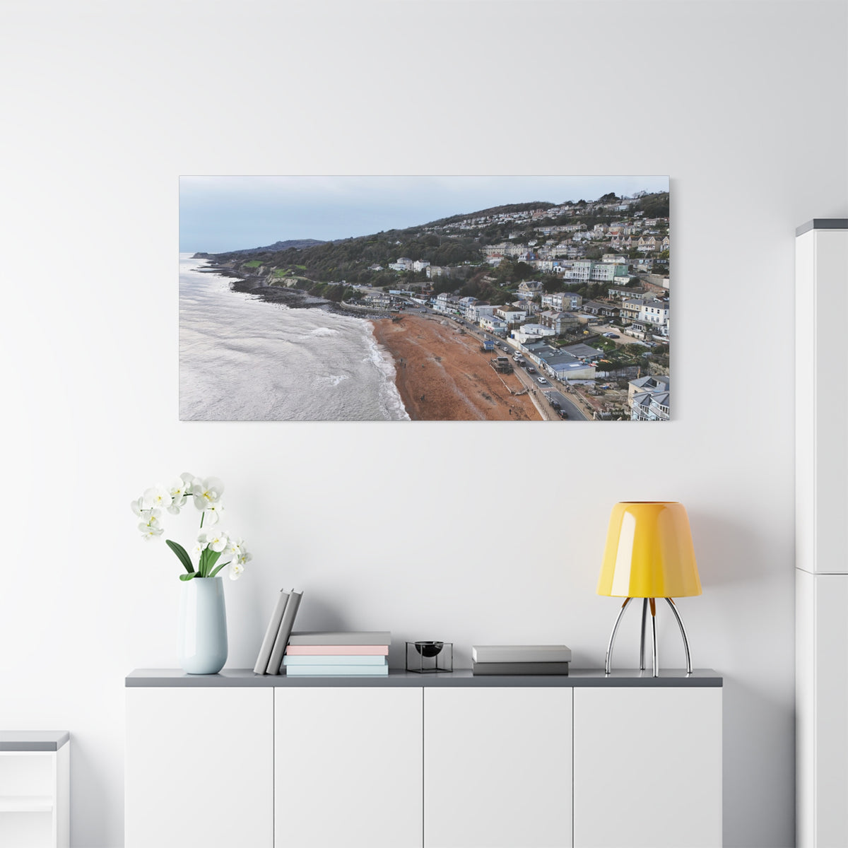 Isle of Wight Aerial Canvas Print — Ventnor Beach Stretched Wall Art