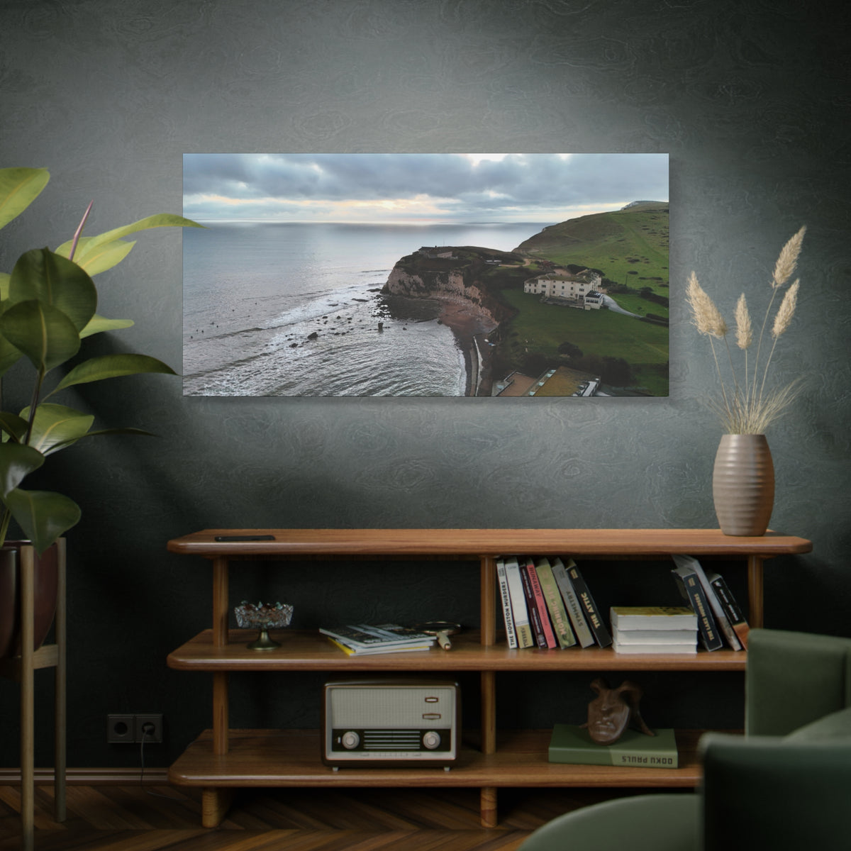 Isle of Wight Aerial Canvas Print — Freshwater Bay Seascape Stretched Wall Art
