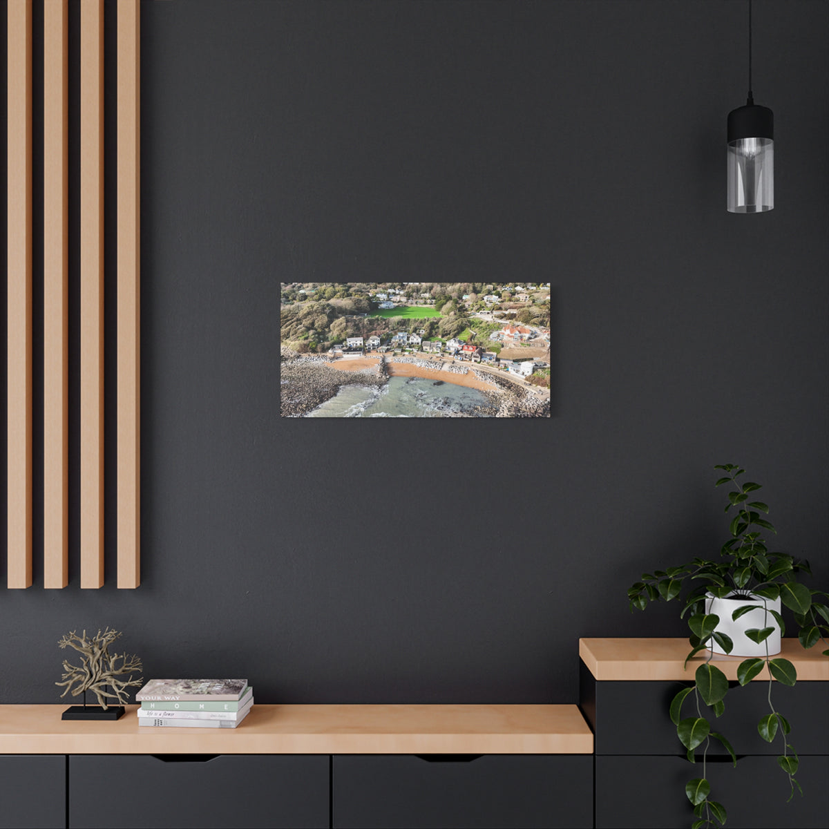 Isle of Wight Aerial Canvas Print — Steephill Cove Panoramic Beachfront Wall Art