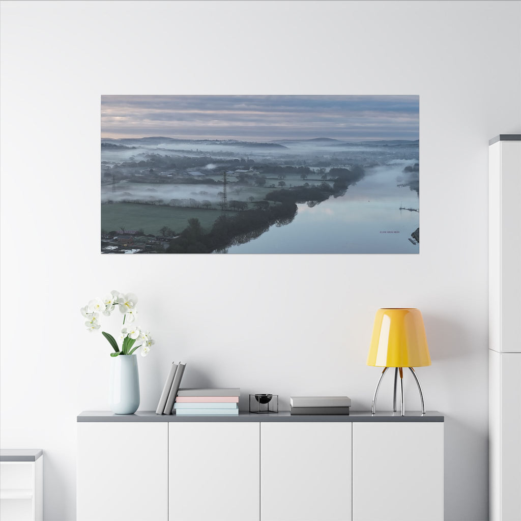 Isle of Wight Canvas Print — Misty River Medina Sunrise Stretched Wall Art