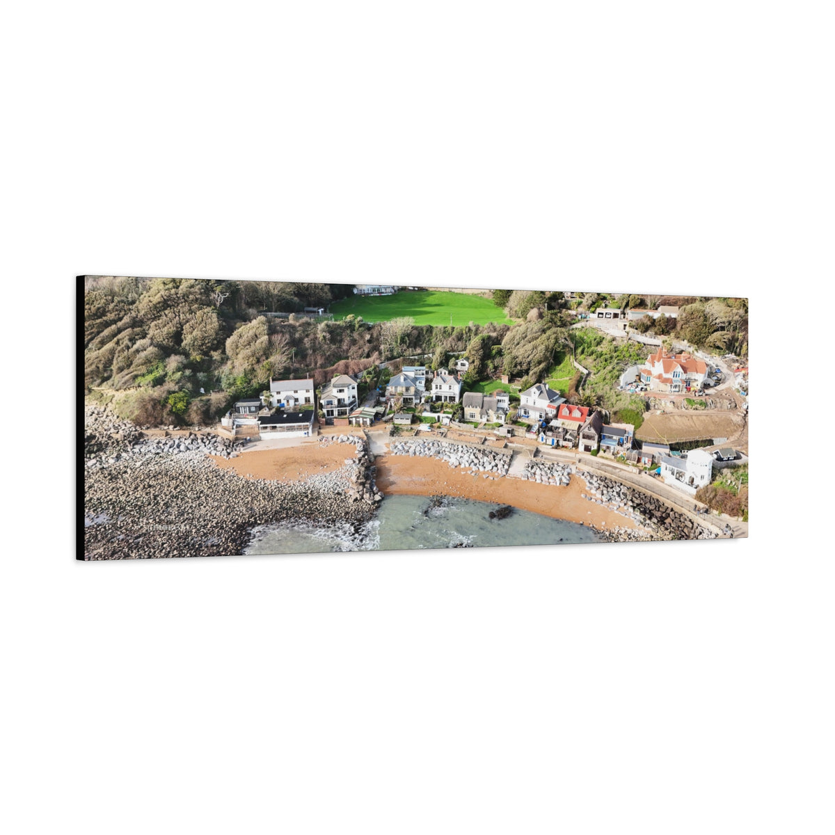 Isle of Wight Aerial Canvas Print — Steephill Cove Stretched Panoramic Wall Art