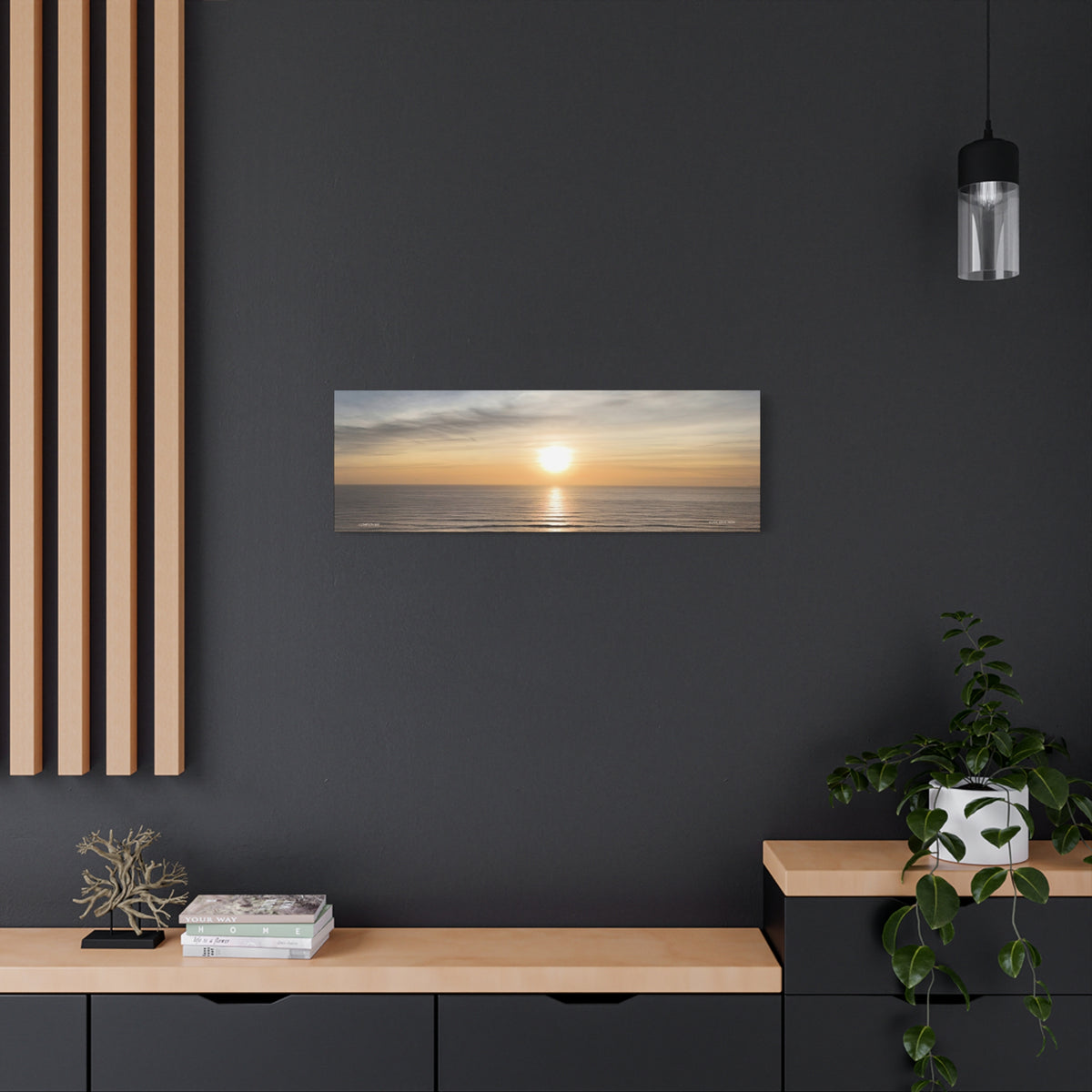 Isle of Wight Panoramic Canvas Print — Compton Bay Sunset Stretched Wall Art