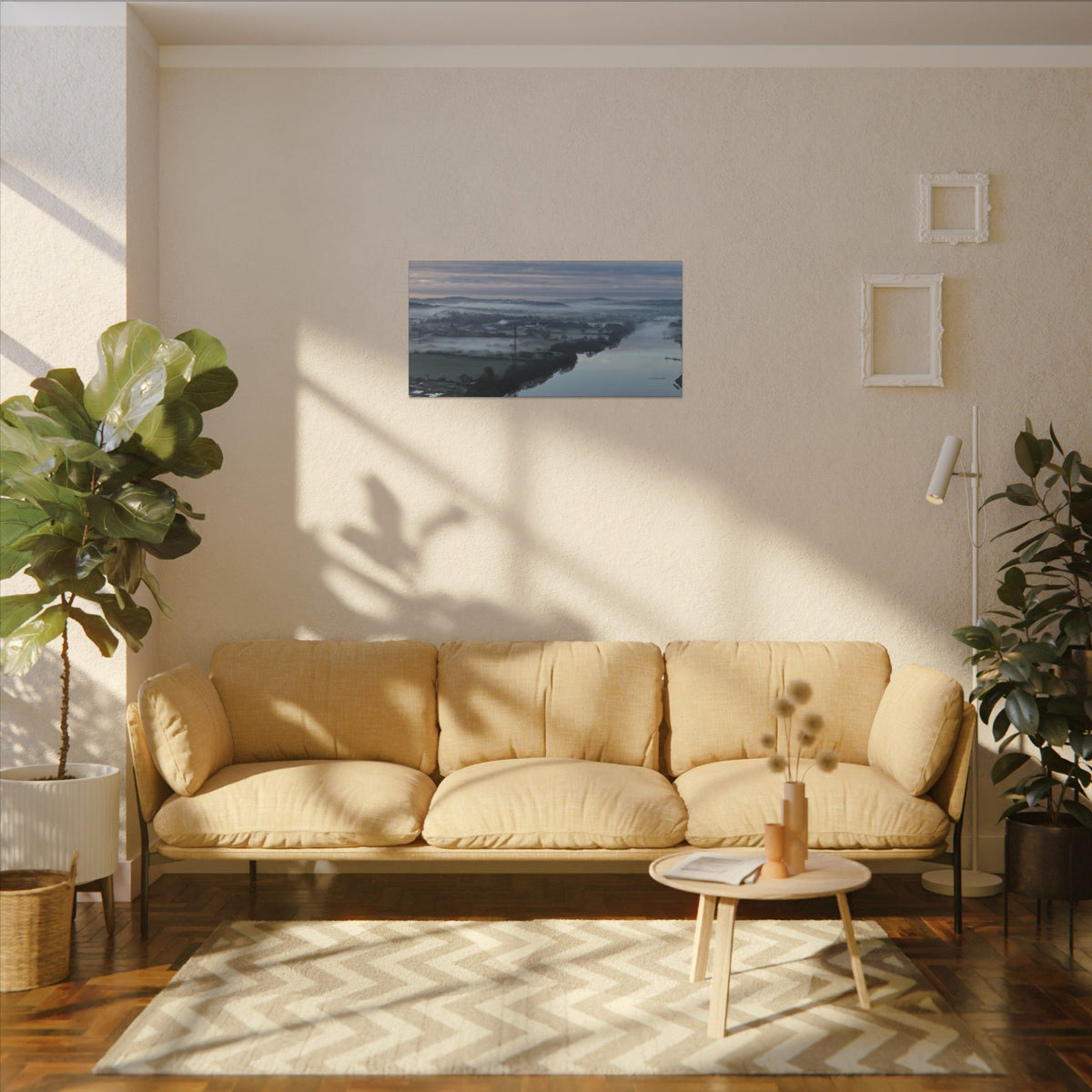 Isle of Wight Canvas Print — Misty River Medina Sunrise Stretched Wall Art
