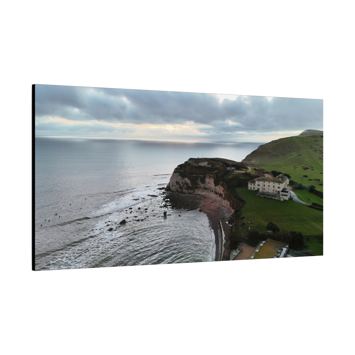 Isle of Wight Aerial Canvas Print — Freshwater Bay Seascape Stretched Wall Art