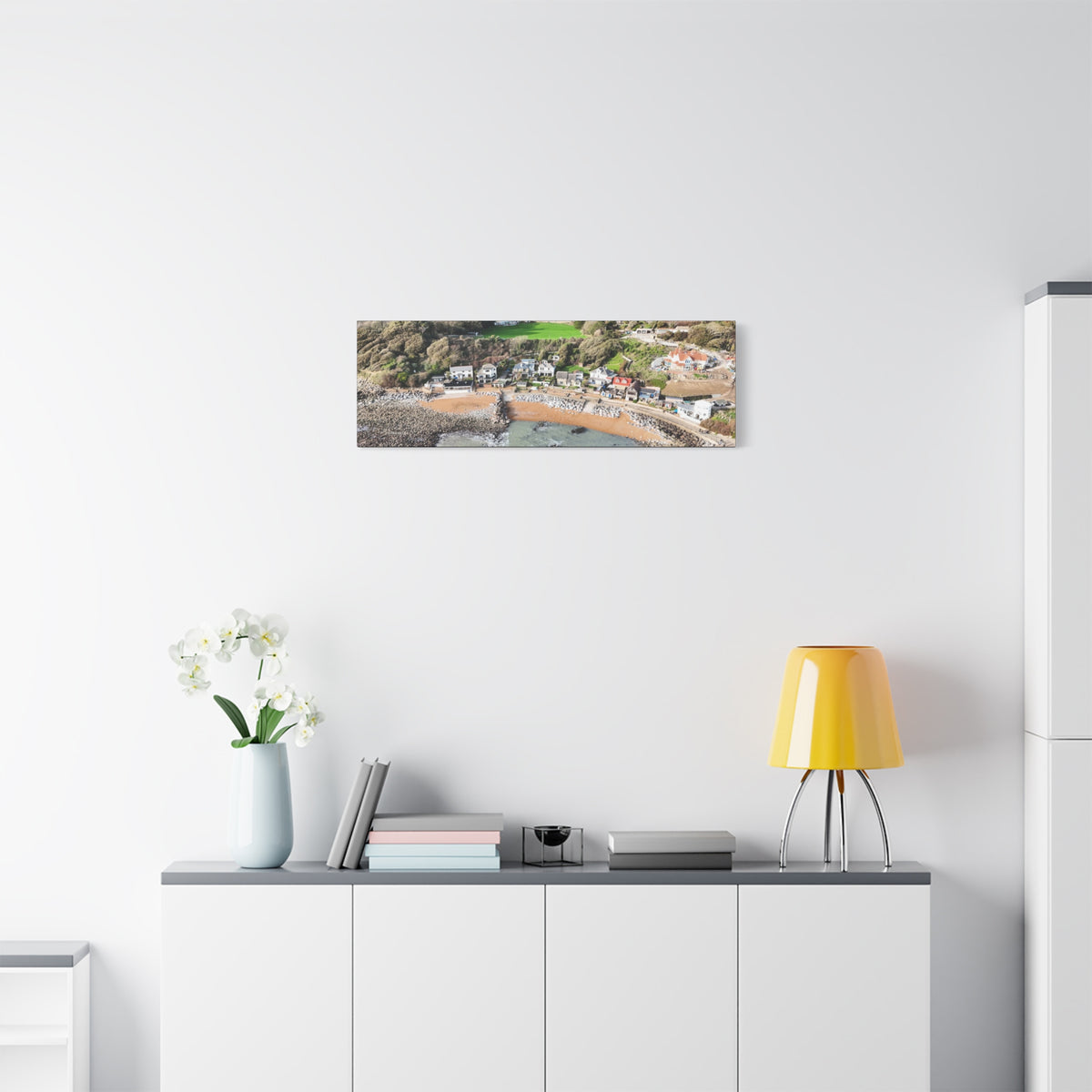 Isle of Wight Aerial Canvas Print — Steephill Cove Stretched Panoramic Wall Art