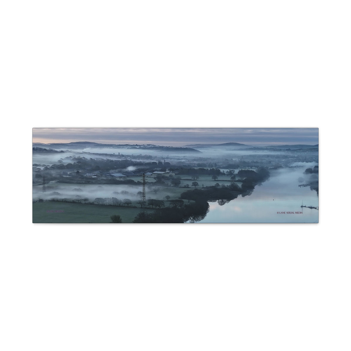 Isle of Wight Panoramic Canvas Print — Misty River Medina Foggy Landscape Wall Art