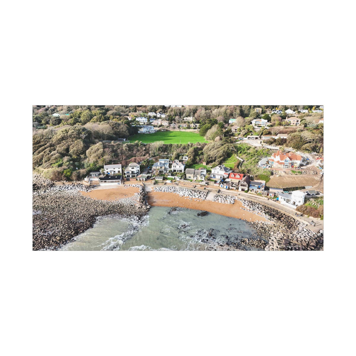 Isle of Wight Aerial Canvas Print — Steephill Cove Panoramic Beachfront Wall Art