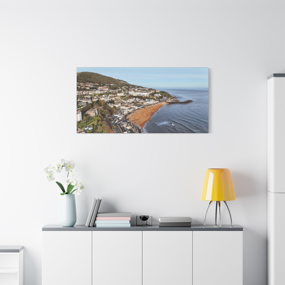 Isle of Wight Aerial Canvas Print — Ventnor Seaside Landscape Stretched Wall Art