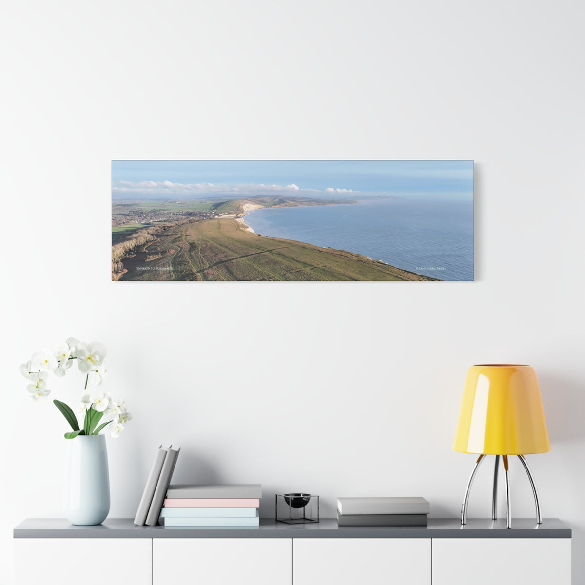Isle of Wight Aerial Canvas Print — Tennyson to Freshwater Wide Seascape Wall Art