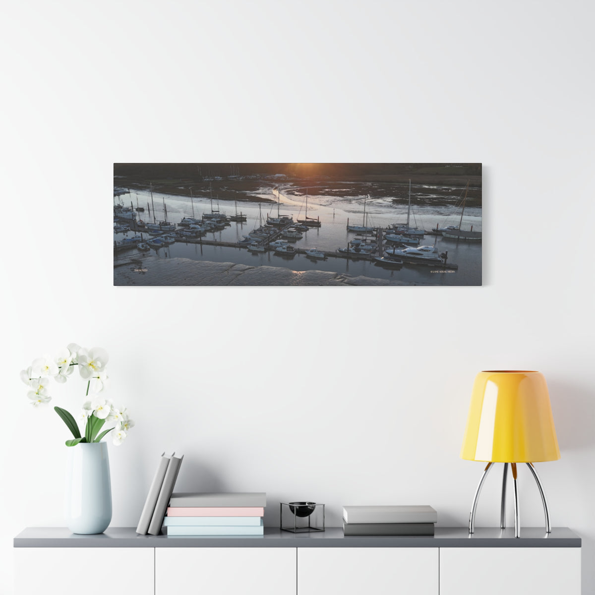 Isle of Wight Panoramic Canvas Print — Yarmouth Marina Stretched Wall Art