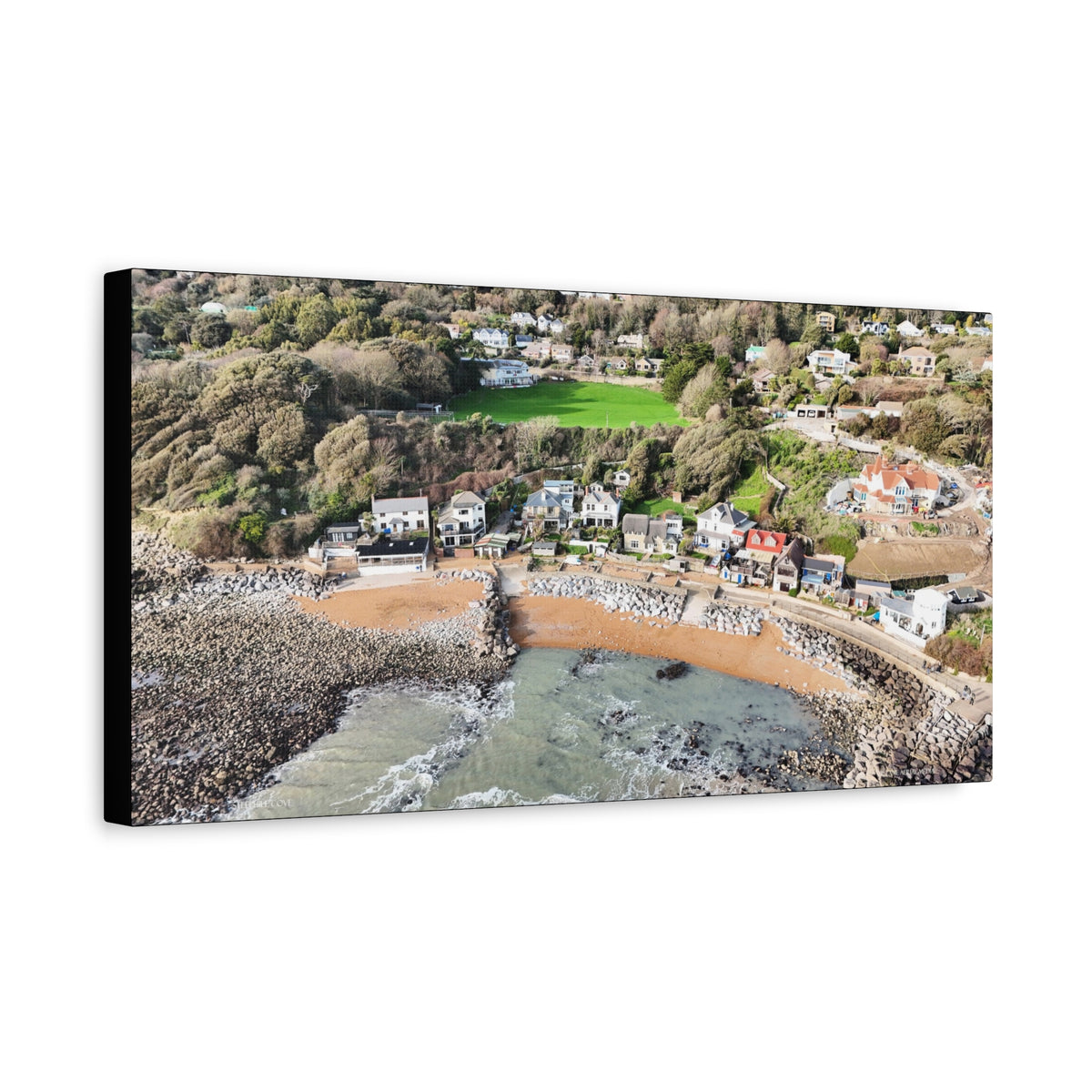 Isle of Wight Aerial Canvas Print — Steephill Cove Panoramic Beachfront Wall Art