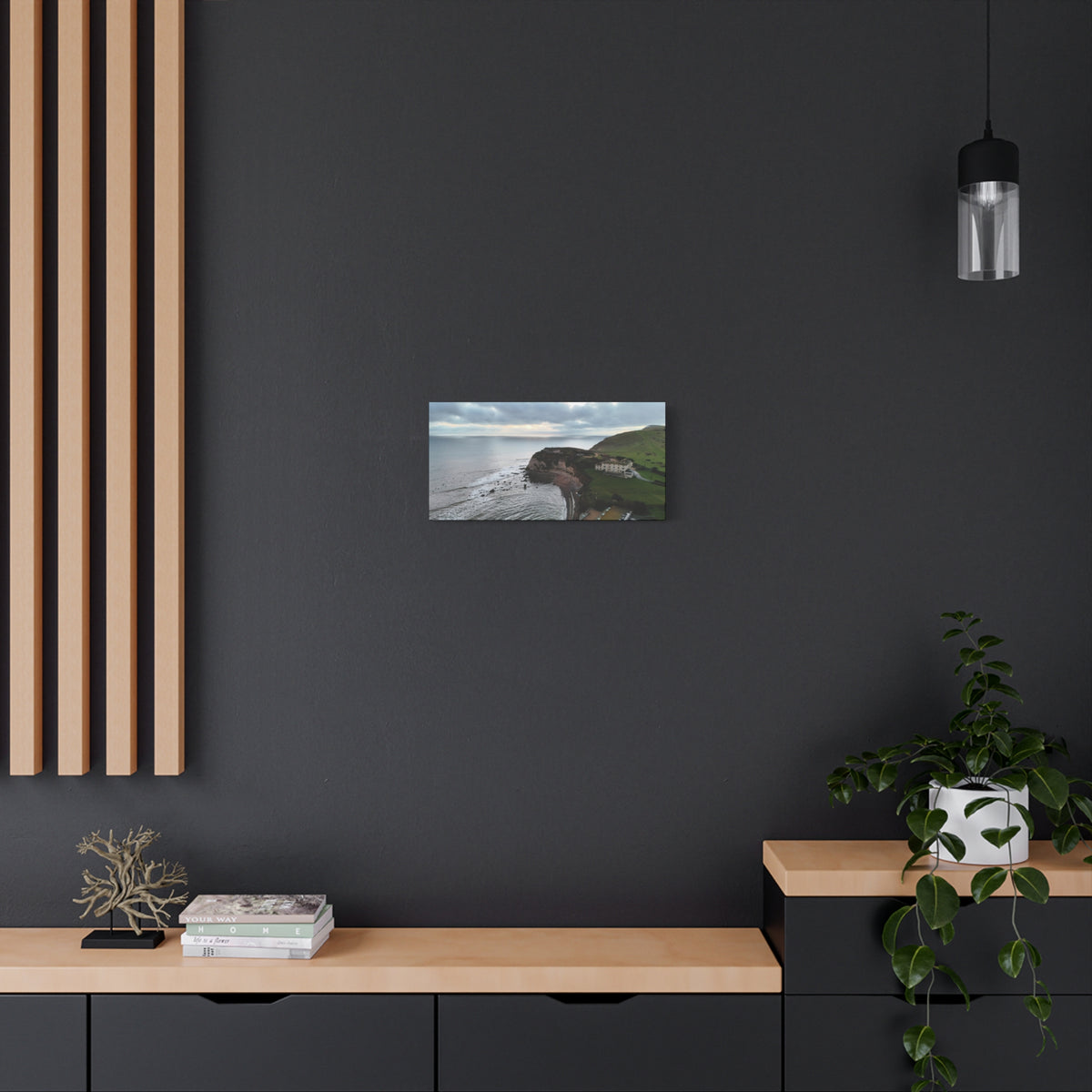 Isle of Wight Aerial Canvas Print — Freshwater Bay Seascape Stretched Wall Art