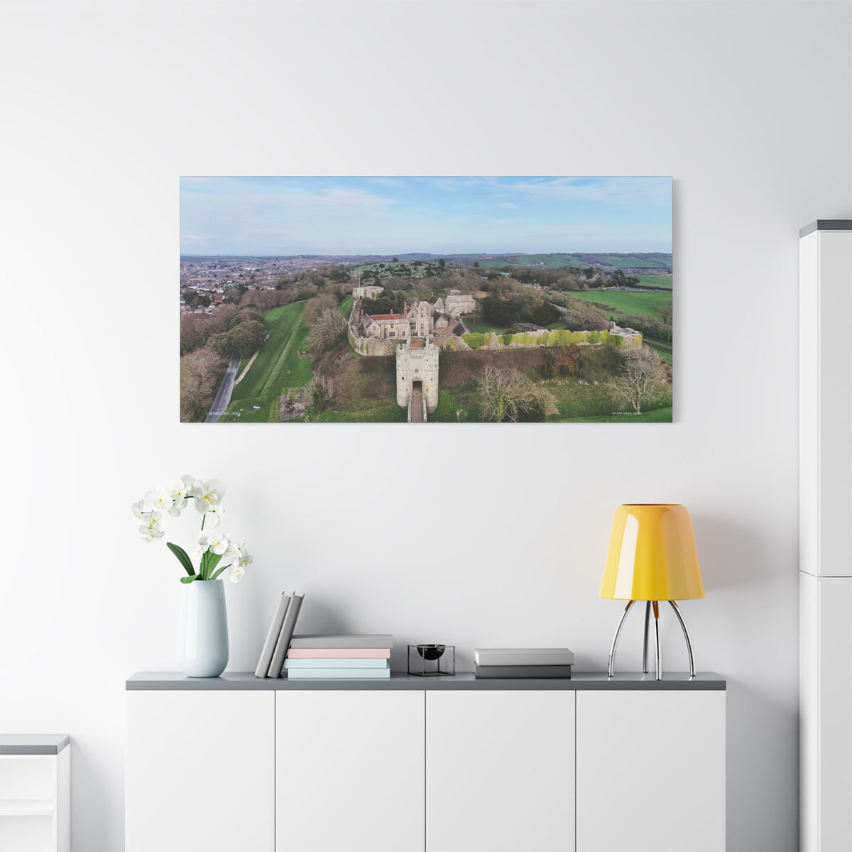 Isle of Wight Aerial Canvas Print — Carisbrooke Castle Landscape Stretched Wall Art