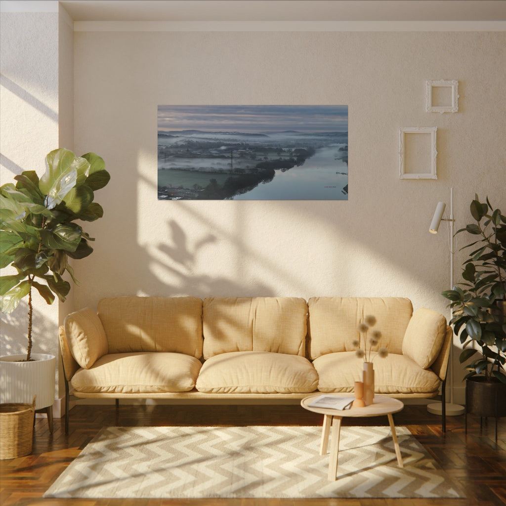Isle of Wight Canvas Print — Misty River Medina Sunrise Stretched Wall Art