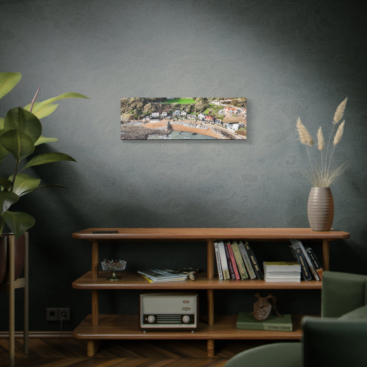 Isle of Wight Aerial Canvas Print — Steephill Cove Stretched Panoramic Wall Art