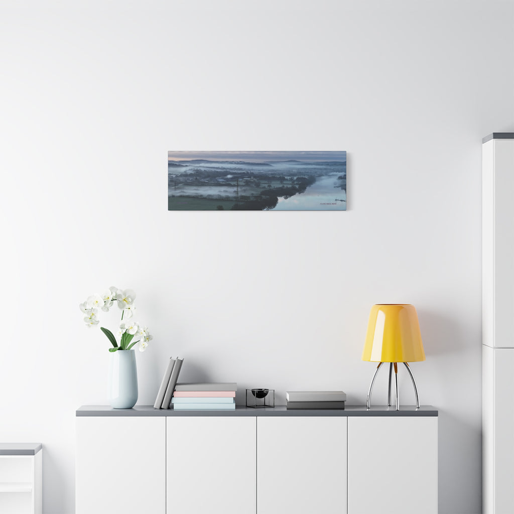 Isle of Wight Panoramic Canvas Print — Misty River Medina Foggy Landscape Wall Art