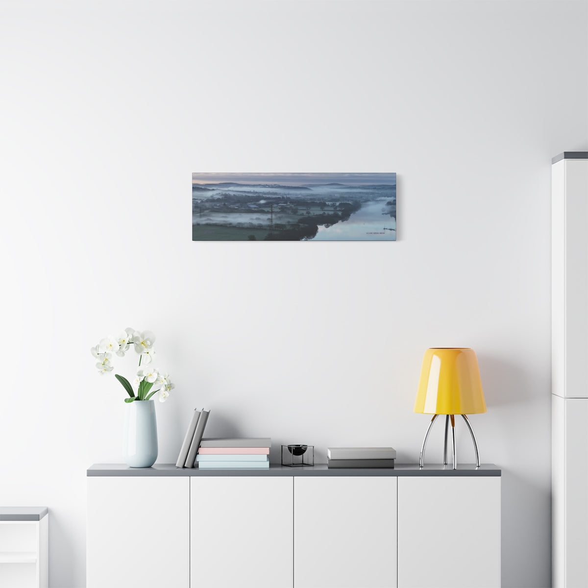 Isle of Wight Panoramic Canvas Print — Misty River Medina Foggy Landscape Wall Art
