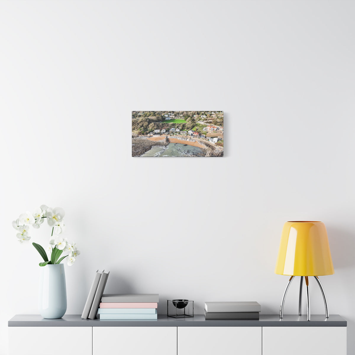 Isle of Wight Aerial Canvas Print — Steephill Cove Panoramic Beachfront Wall Art