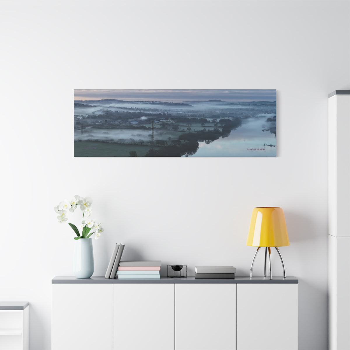 Isle of Wight Panoramic Canvas Print — Misty River Medina Foggy Landscape Wall Art