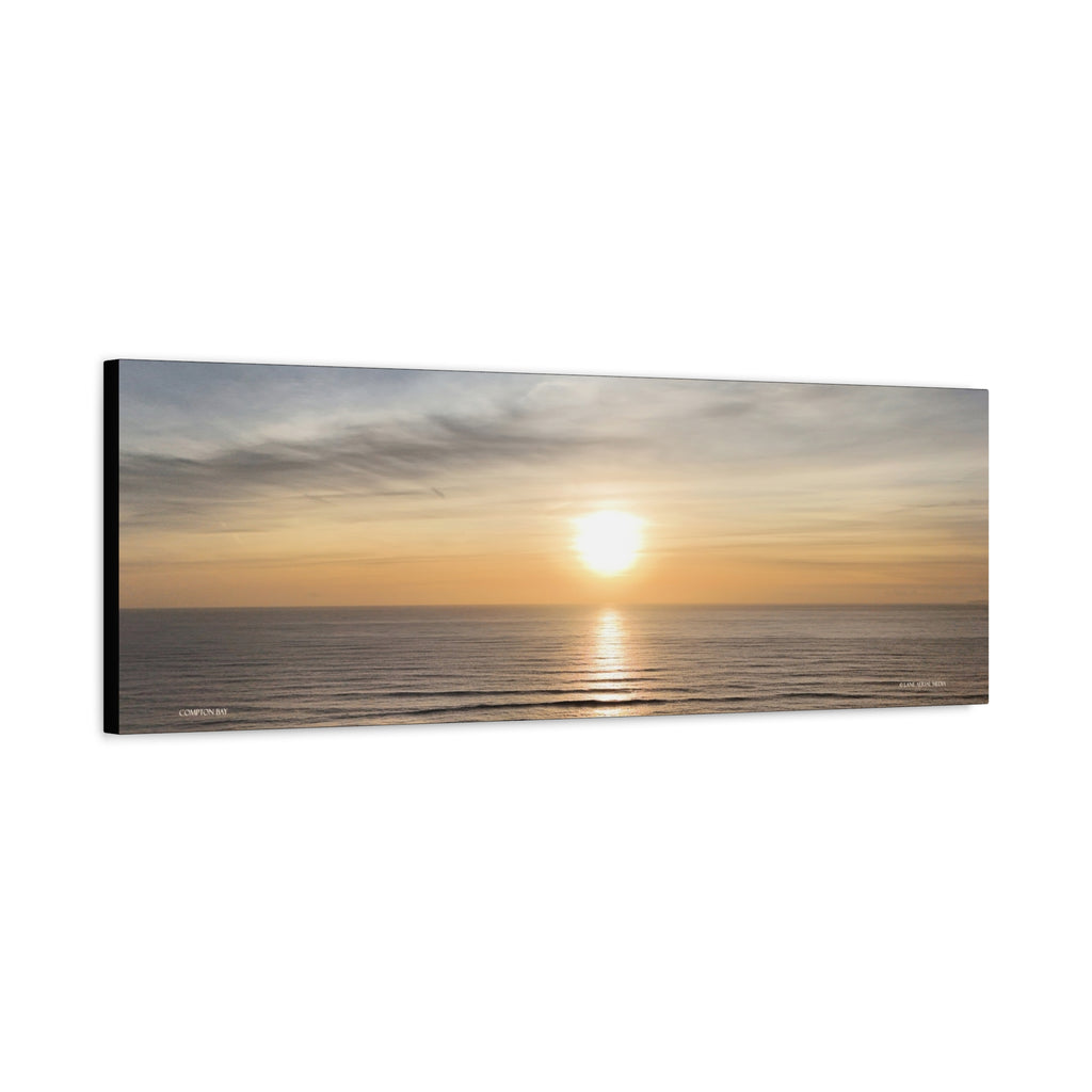 Isle of Wight Panoramic Canvas Print — Compton Bay Sunset Stretched Wall Art