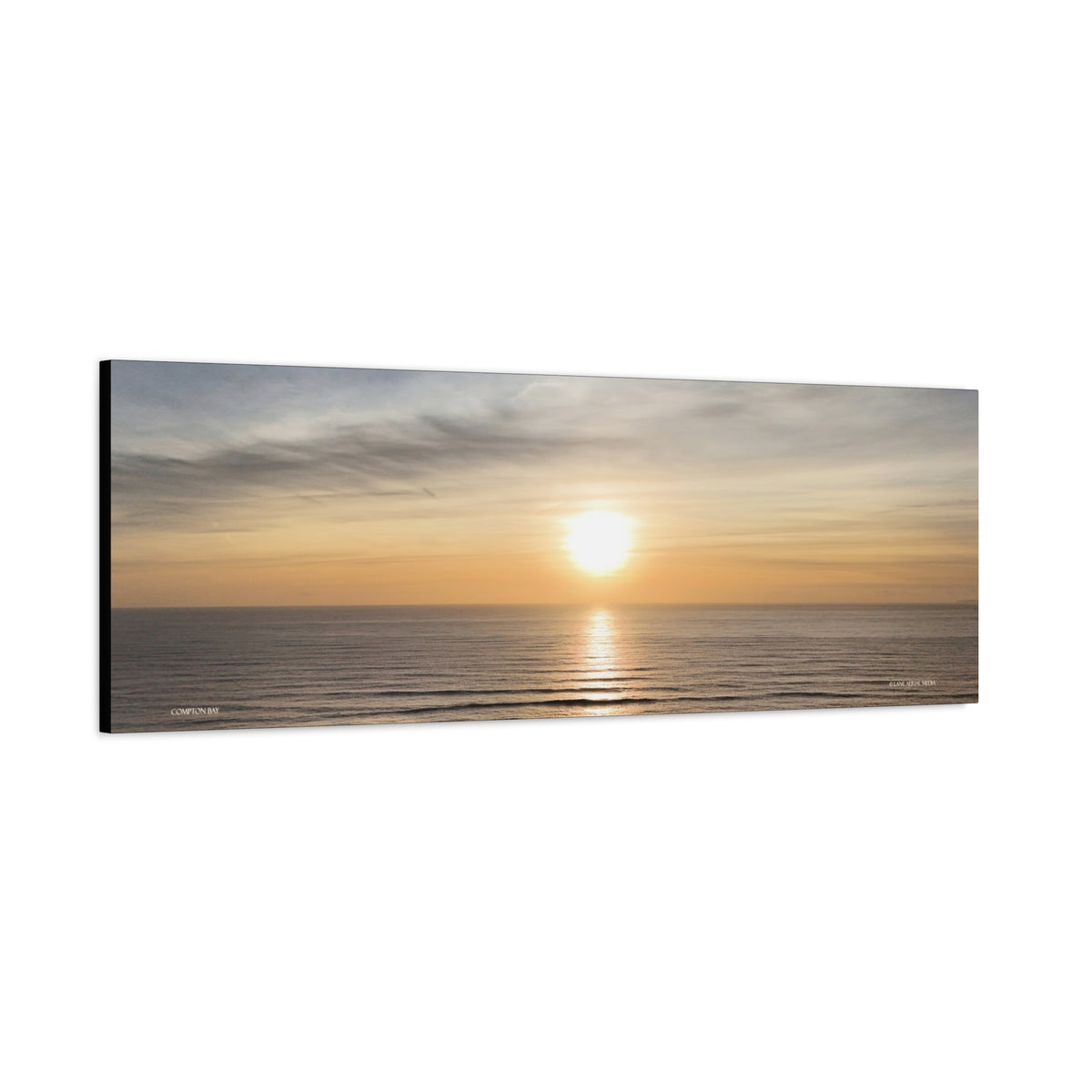 Isle of Wight Panoramic Canvas Print — Compton Bay Sunset Stretched Wall Art