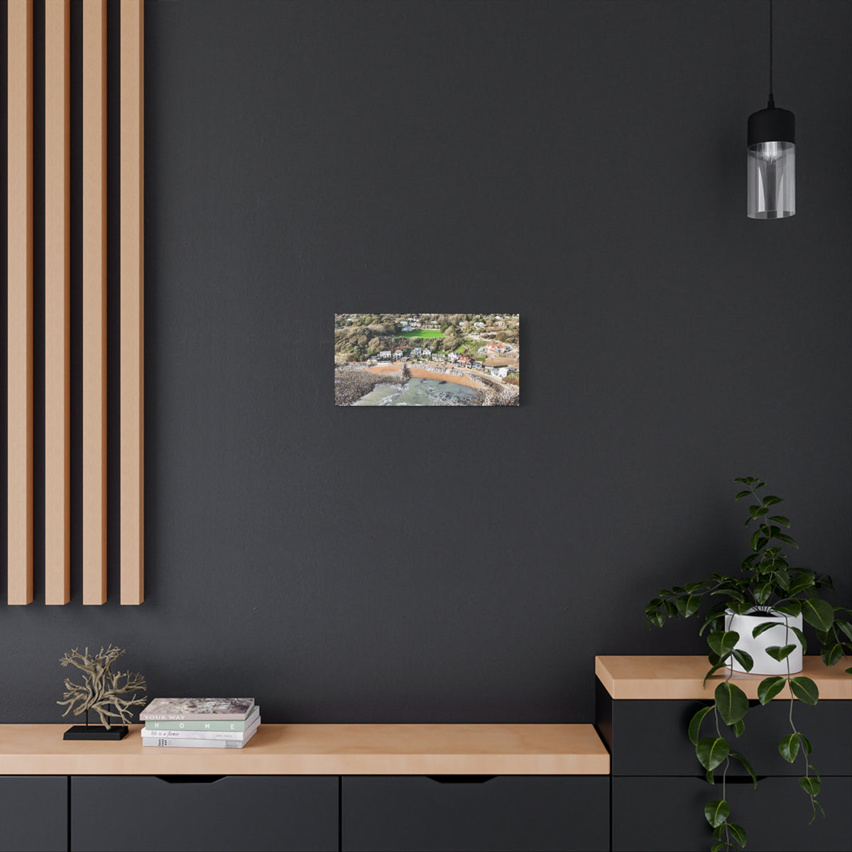 Isle of Wight Aerial Canvas Print — Steephill Cove Panoramic Beachfront Wall Art
