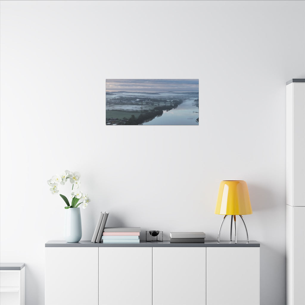 Isle of Wight Canvas Print — Misty River Medina Sunrise Stretched Wall Art