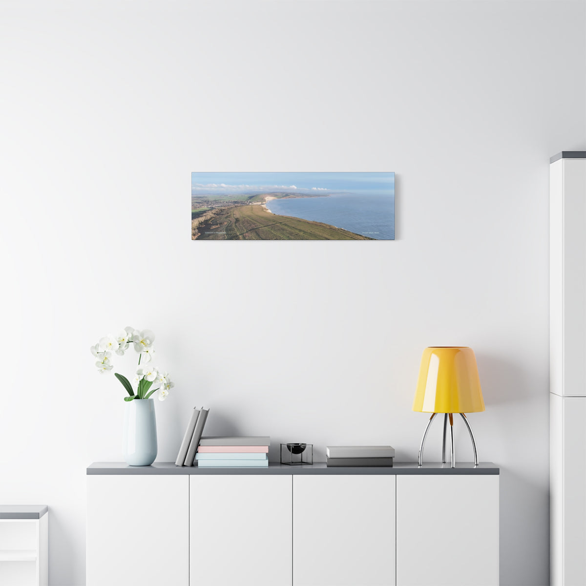 Isle of Wight Aerial Canvas Print — Tennyson to Freshwater Wide Seascape Wall Art