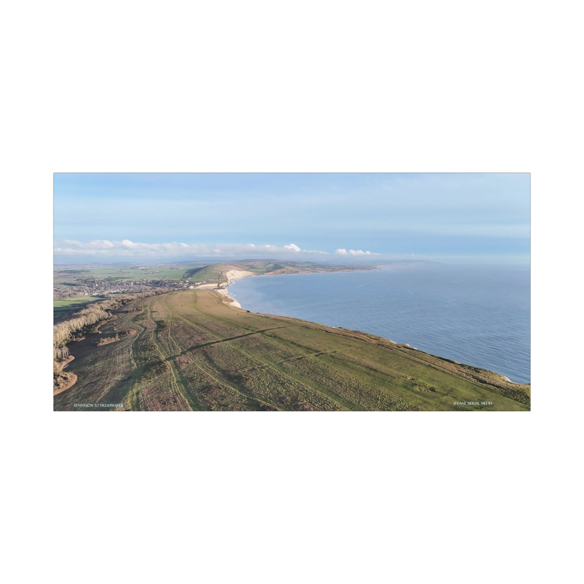 Isle of Wight Aerial Canvas Print — Tennyson to Freshwater Panoramic Coastal Wall Art