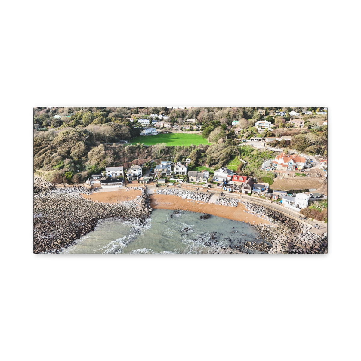 Isle of Wight Aerial Canvas Print — Steephill Cove Panoramic Beachfront Wall Art