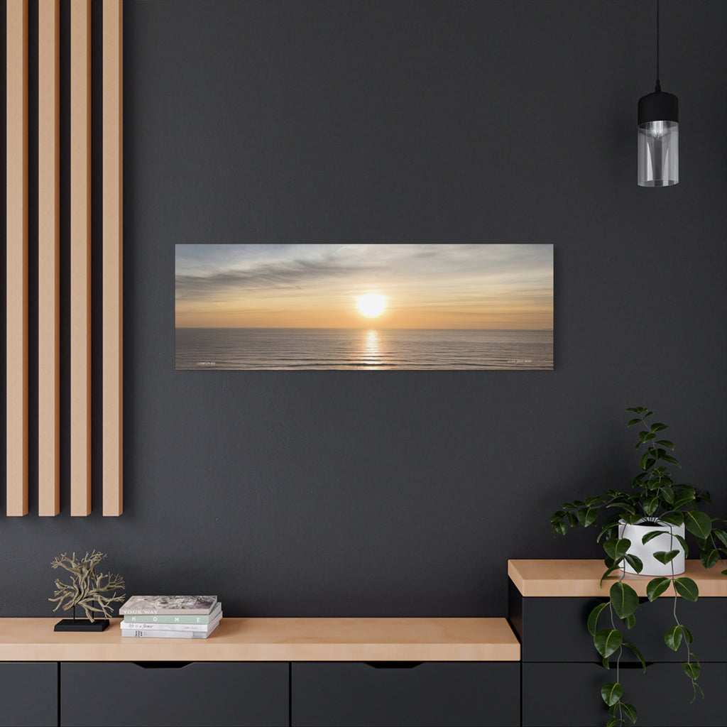 Isle of Wight Panoramic Canvas Print — Compton Bay Sunset Stretched Wall Art