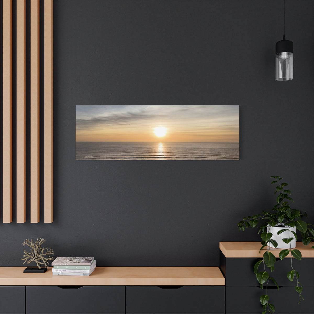 Isle of Wight Panoramic Canvas Print — Compton Bay Sunset Stretched Wall Art
